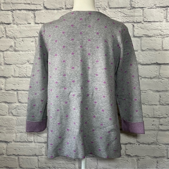 Cynthia Rowley Purple And Grey Polka Dot 3/4 Sleeve Heavy Sweater Size Medium - Picture 5 of 8